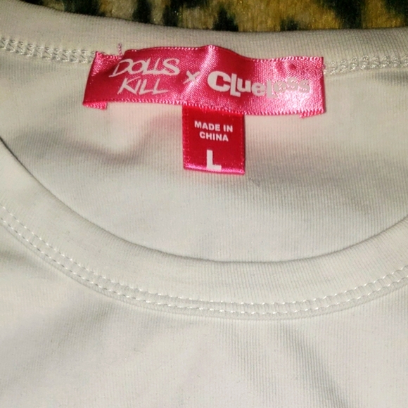 CHRONICALLY CRUSHED 2-IN-1 TOP CLUELESS DOLLS KILL LAYERED TEE Y2K - Picture 2 of 4